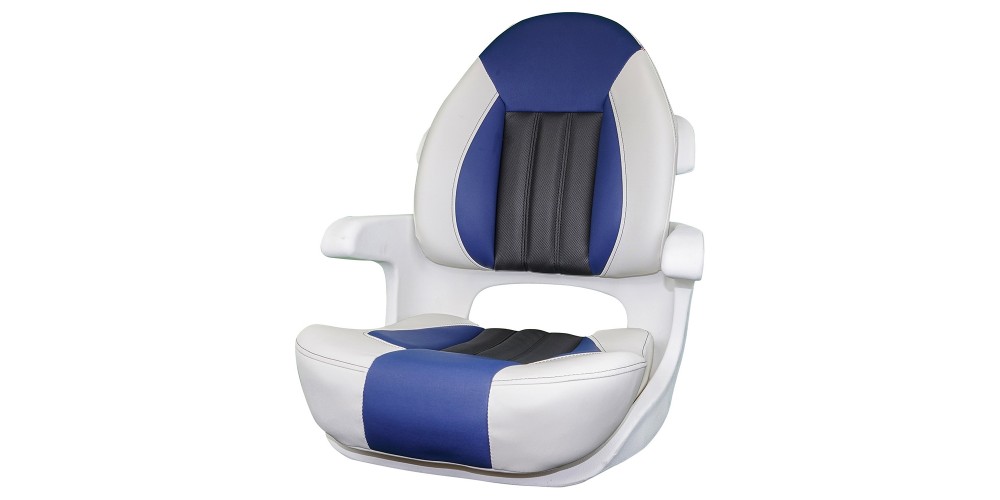 Tempress Probax Captains Boat Seat White/Blue/Carbon - 68358