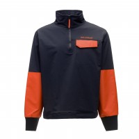 Grundens Fishpicking 1/2 Zip Shirt - Navy/Orange - Size S